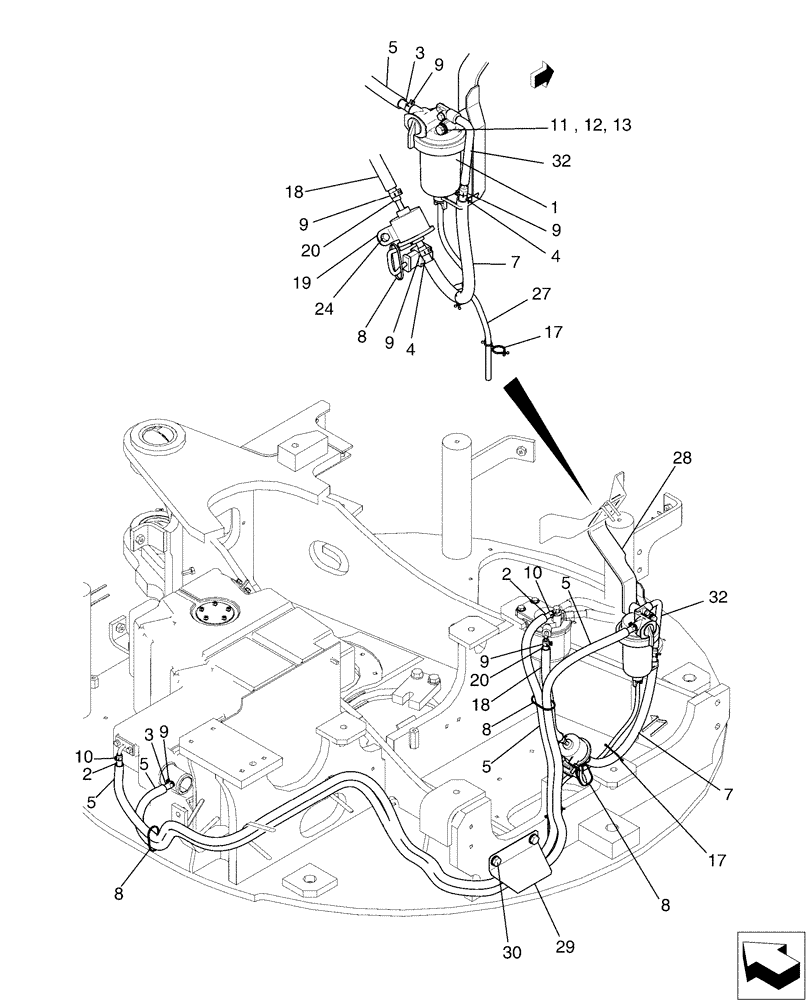 Схема запчастей Case CX36B - (01-020[00]) - FUEL LINES - COOLER (10) - ENGINE