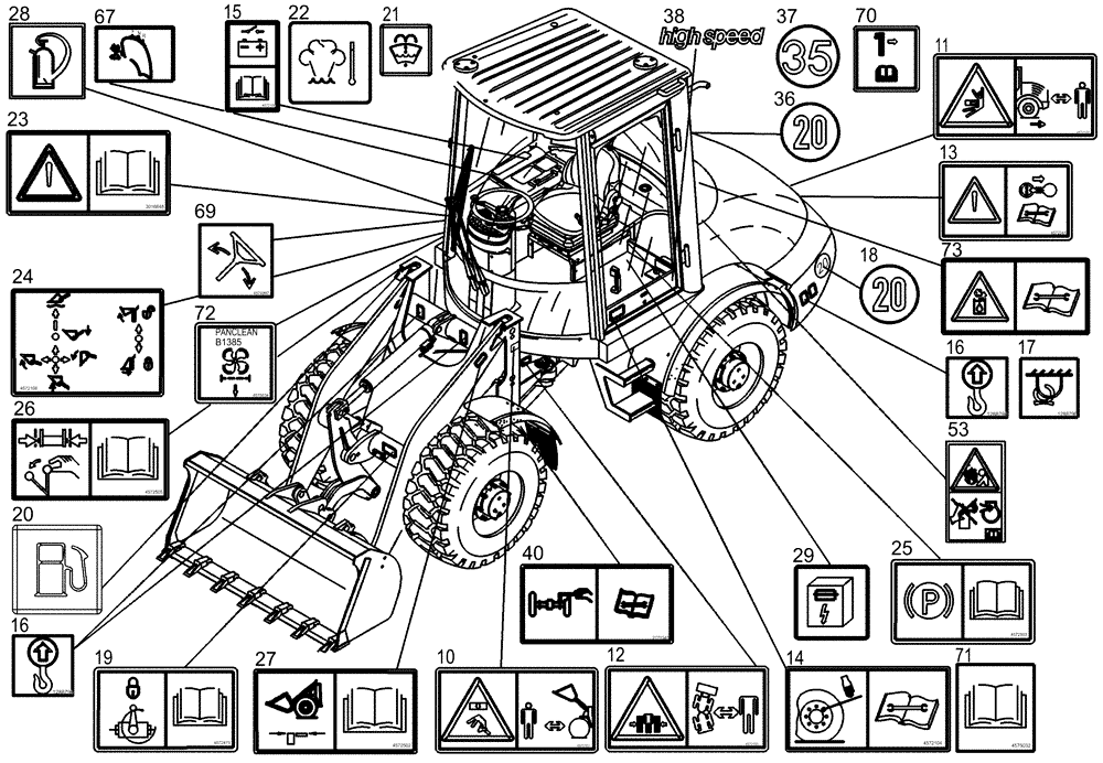 Схема запчастей Case 21D - (91.020[001]) - DECALS CHARACTER EUROPE (S/N 561101-UP) No Description