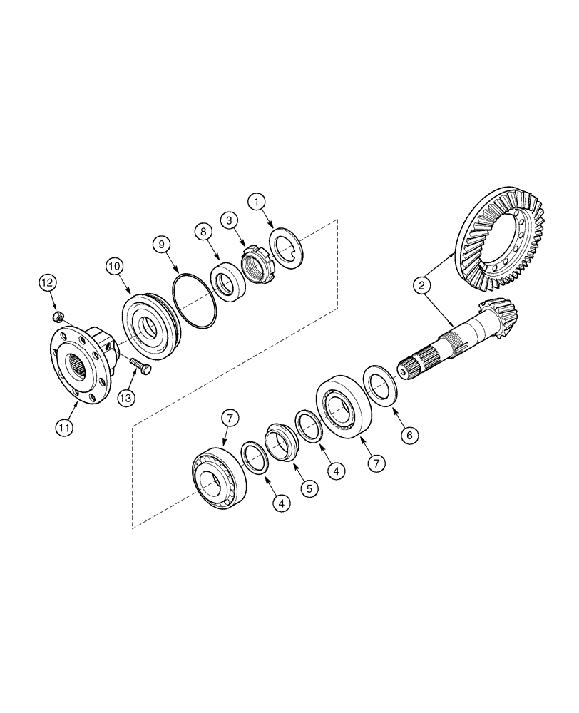 Схема запчастей Case 960 - (06-20) - AXLE, FRONT GEAR, BEVEL AND PINION SET (06) - POWER TRAIN