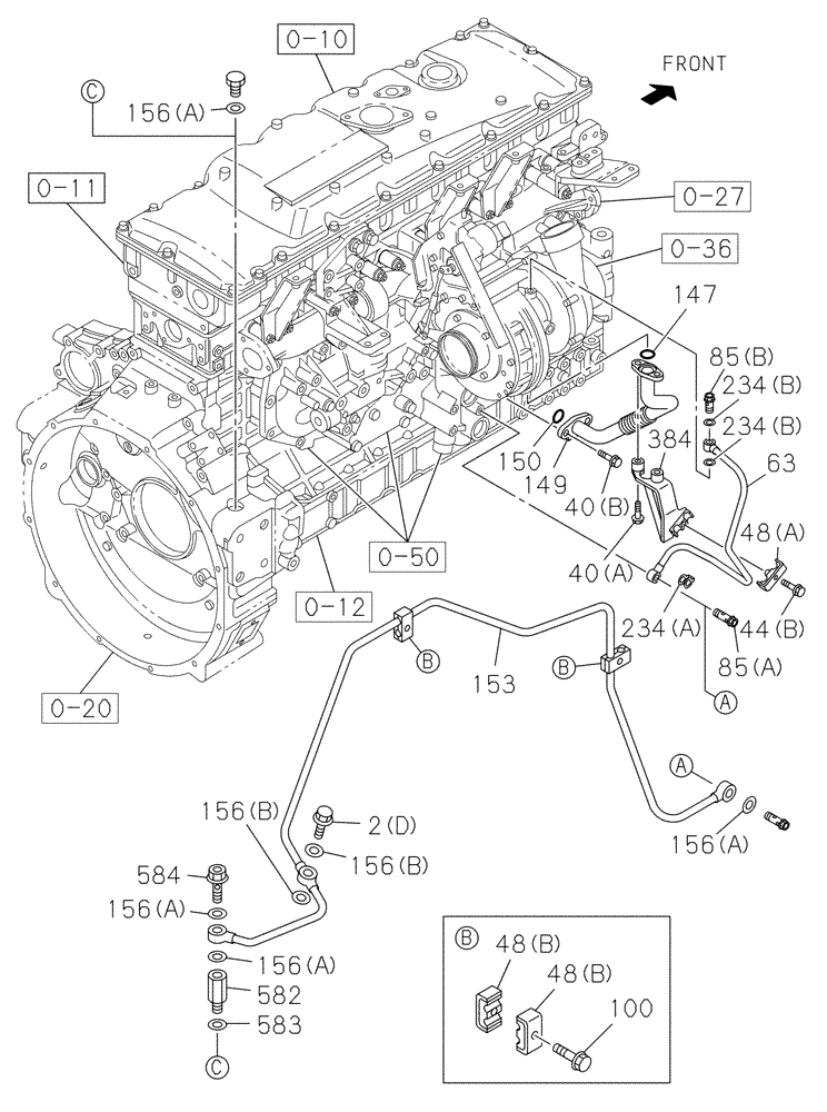 Схема запчастей Case CX470C - (02-052-01[01]) - OIL CIRCUIT (01) - ENGINE