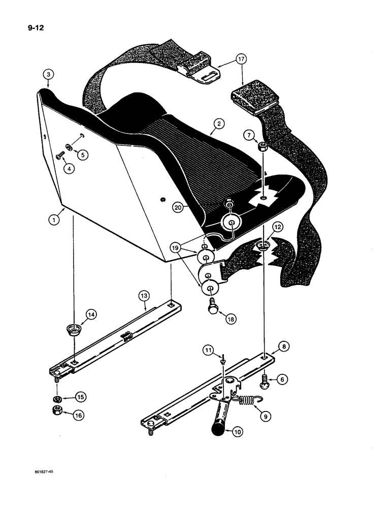 Схема запчастей Case MAXI-SNEAKER C - (9-12) - SEAT AND SEAT BELT (09) - CHASSIS/ATTACHMENTS