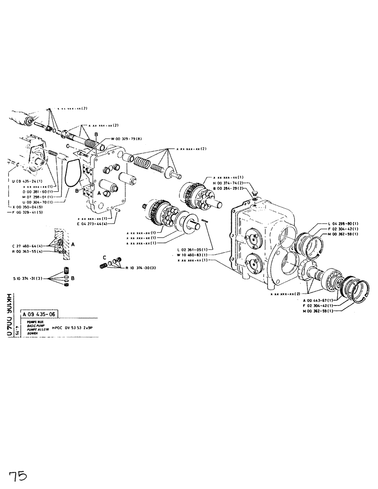 Схема запчастей Case SC150L - (075) - BASIC PUMP 