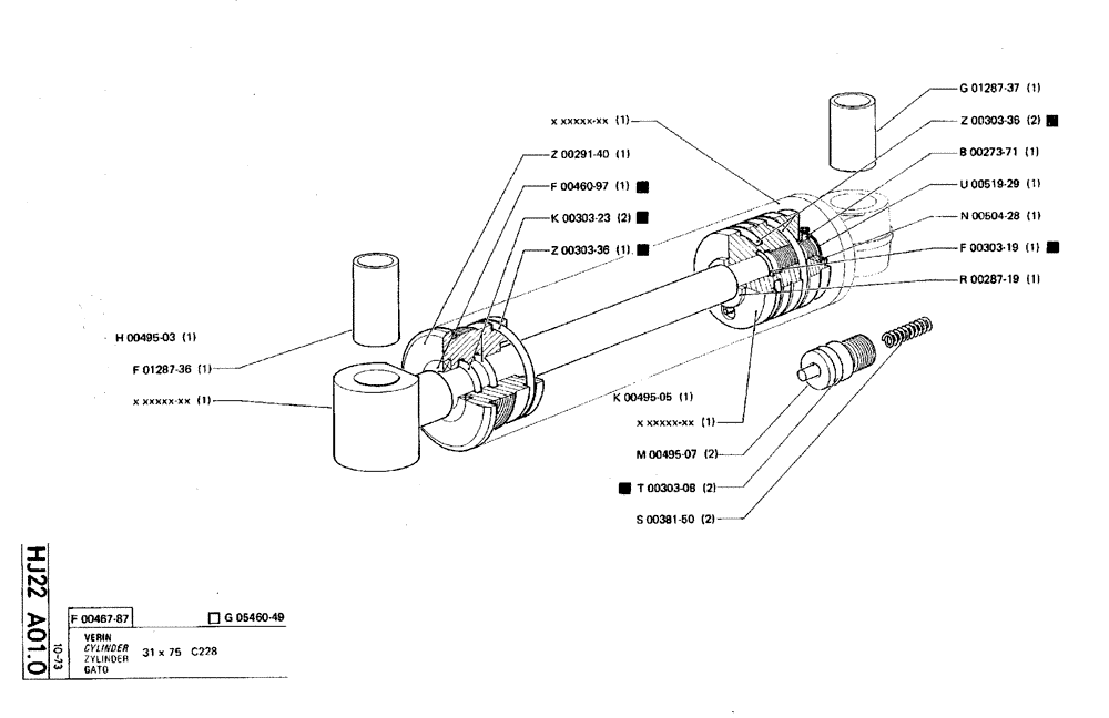 Схема запчастей Case TY45 - (HJ22 A01.0) - CYLINDER - 31 X 75 C228 (07) - HYDRAULIC SYSTEM