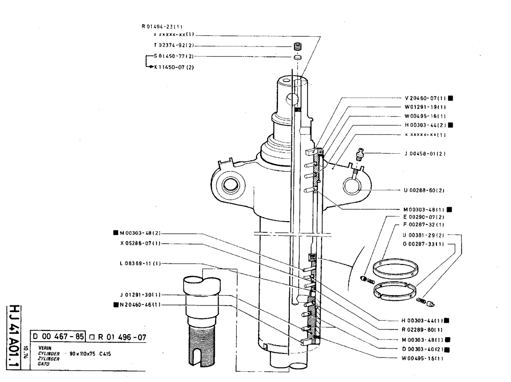 Схема запчастей Case TY45 - (HJ41 A01.1) - CYLINDER - 90 X 110 X 75 C415 (07) - HYDRAULIC SYSTEM