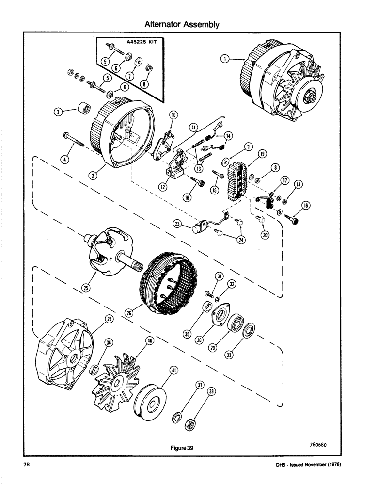 Схема запчастей Case DH5 - (078) - ALTERNATOR ASSEMBLY (55) - ELECTRICAL SYSTEMS