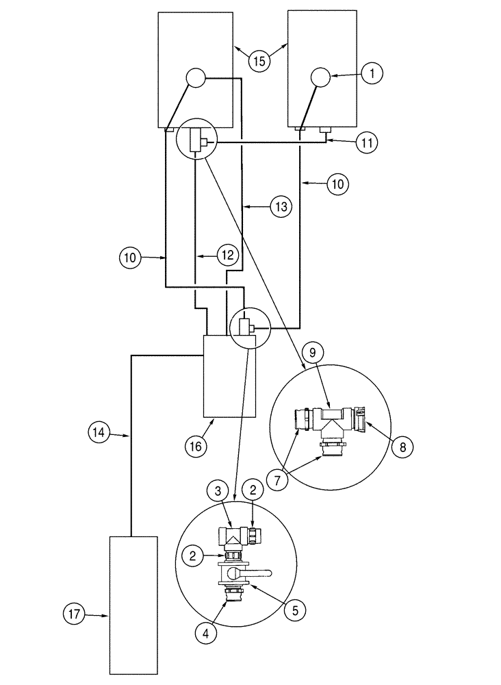 Схема запчастей Case BPG335 - (09-49) - HOSES, DUAL WATER TANK 