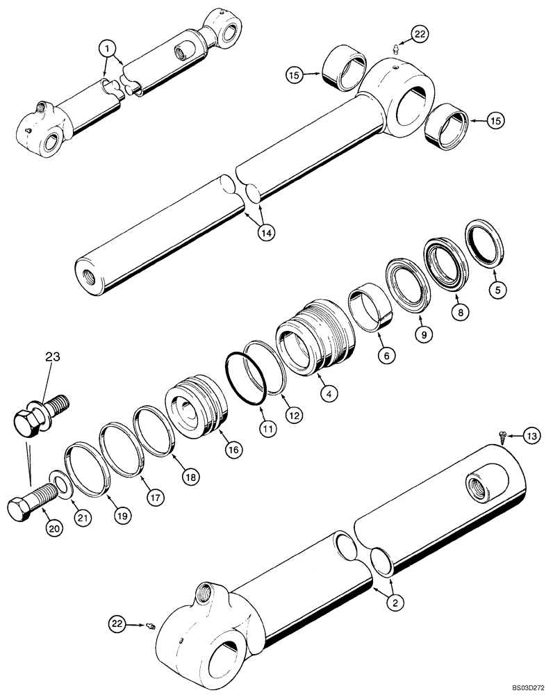 Схема запчастей Case 590SM - (08-60) - CYLINDER ASSY - BACKHOE BUCKET (08) - HYDRAULICS