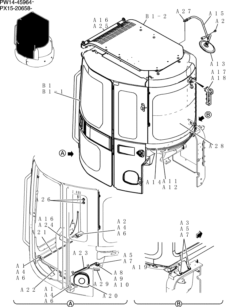 Схема запчастей Case CX36B - (740-17[1]) - CAB INSTAL (COOLER) (05) - SUPERSTRUCTURE