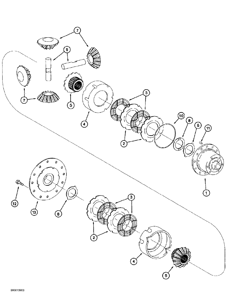 Схема запчастей Case 621B - (6-54) - REAR AXLE DIFFERENTIAL (06) - POWER TRAIN