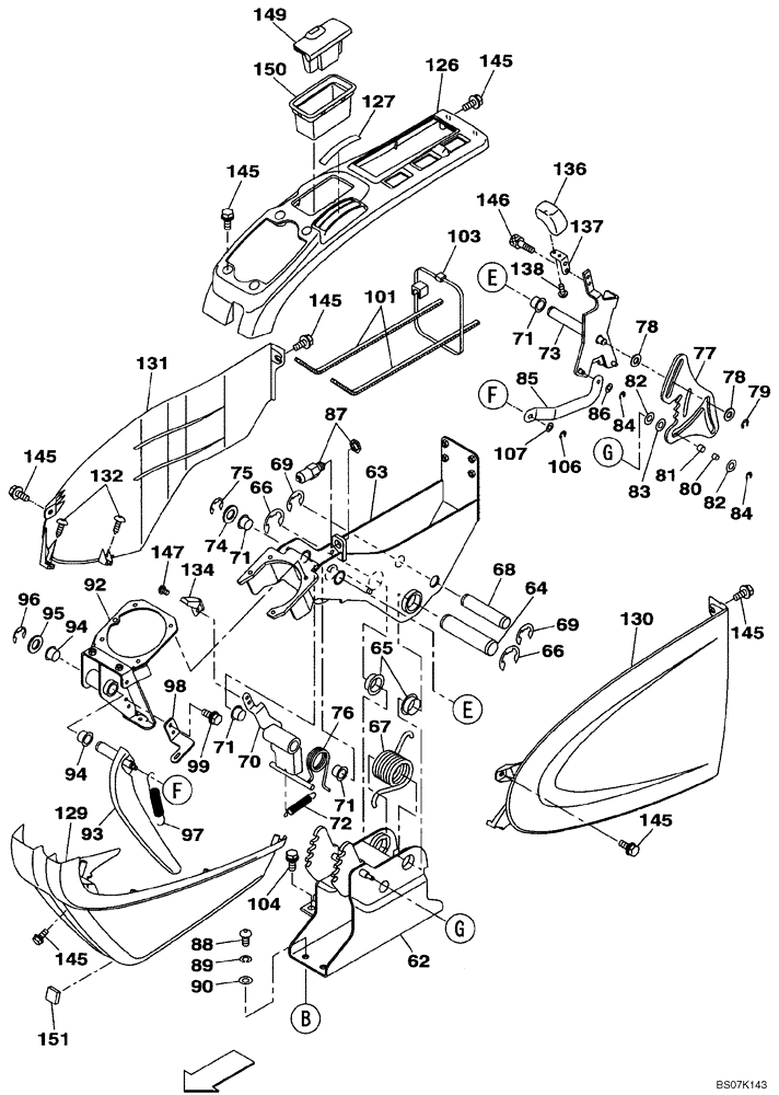 Схема запчастей Case CX130B - (09-35) - OPERATORS COMPARTMENT - HAND CONTROL ARM, LEFT (09) - CHASSIS/ATTACHMENTS