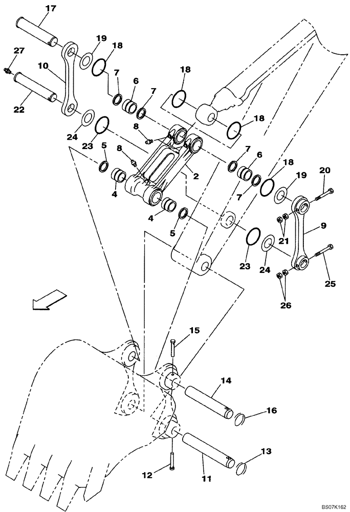 Схема запчастей Case CX130B - (09-61) - BUCKET LINKAGE (09) - CHASSIS/ATTACHMENTS