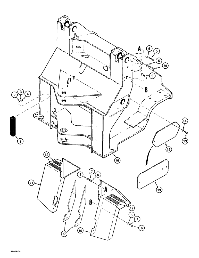 Схема запчастей Case 721B - (9-042) - FRONT FRAME AND FENDERS, XT LOADER, PRIOR TO P.I.N. JJEE0041109 (09) - CHASSIS/ATTACHMENTS