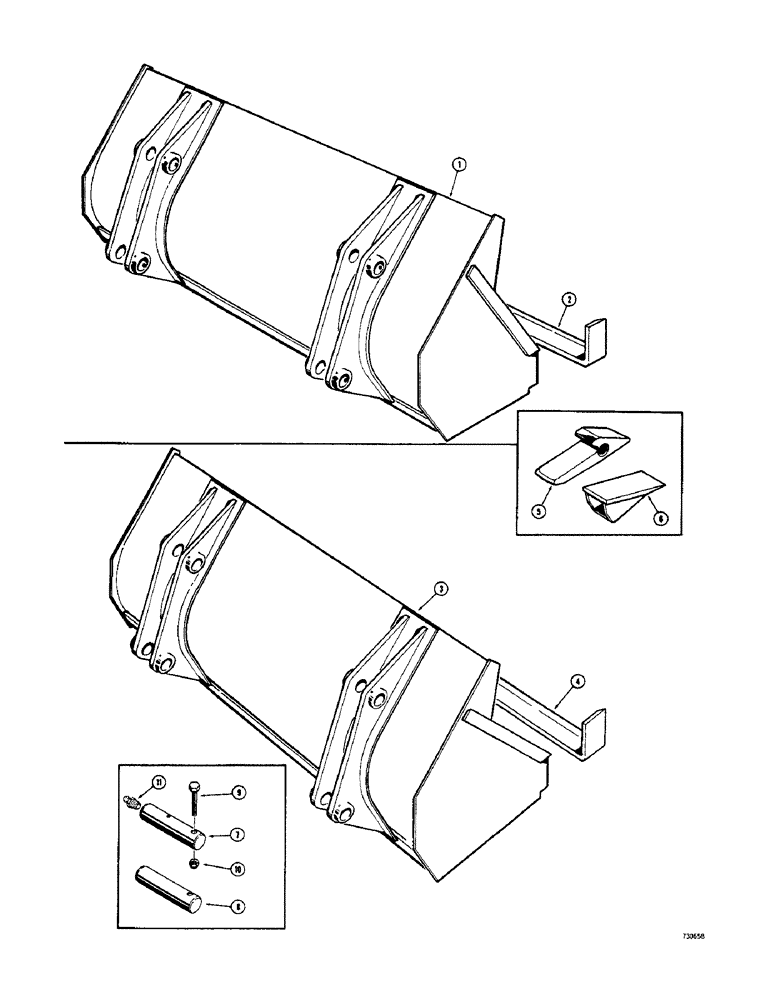 Схема запчастей Case 33 - (020) - LOADER BUCKETS (MACHINERY ITEM), USED LDR SN. 4178576 & AFT OR AS SERVICE REPLACEMENT ON PRIOR MDLS 