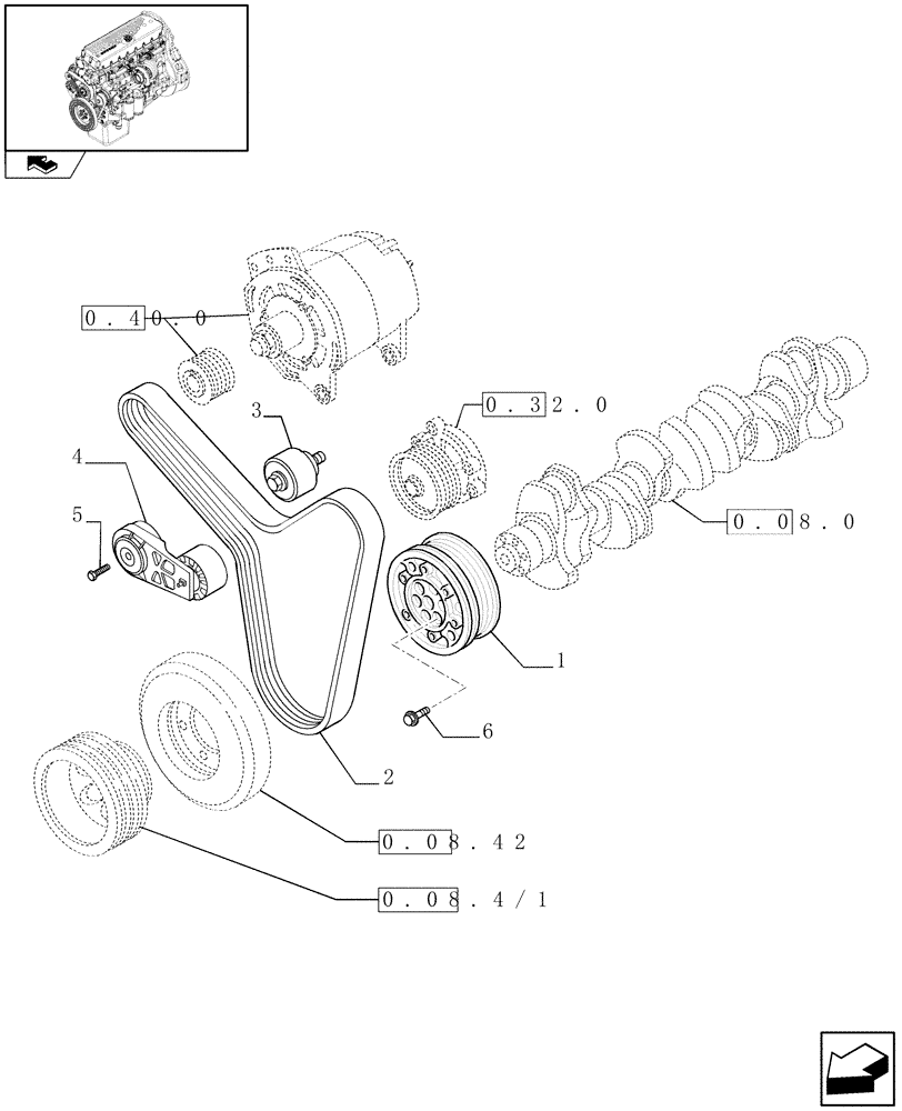 Схема запчастей Case F3AE0684S E908 - (0.08.4) - PULLEY - CRANKSHAFT (504162364) 