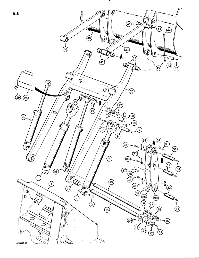 Схема запчастей Case W18B - (9-008) - LOADER LIFT FRAME (09) - CHASSIS/ATTACHMENTS