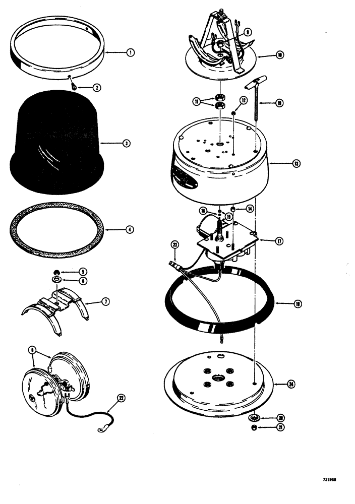 Схема запчастей Case W20 - (266) - ROTATING BEACON (04) - ELECTRICAL SYSTEMS