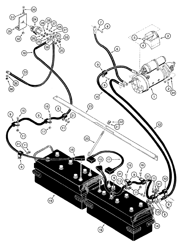 Схема запчастей Case 921B - (4-032) - STARTER, BATTERY AND BATTERY CABLES (04) - ELECTRICAL SYSTEMS