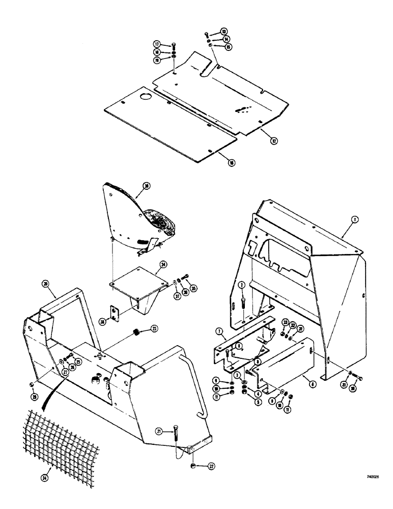 Схема запчастей Case 600 - (226) - SEAT, HYDRAULIC TANK, FLOOR PLATES AND COWL (05) - UPPERSTRUCTURE CHASSIS