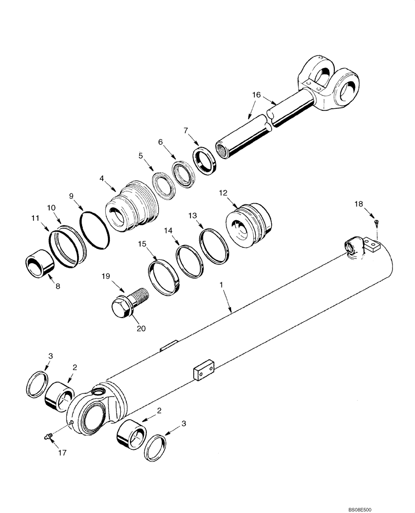 Схема запчастей Case 521E - (08-18) - CYLINDER ASSY - LOADER BUCKET (XT LOADER) (08) - HYDRAULICS