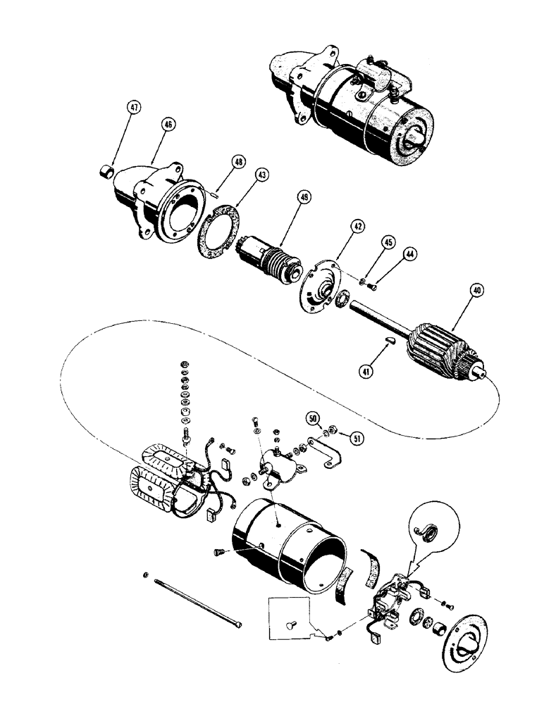 Схема запчастей Case 310G - (092) - G44888 STARTER, (148B) ENGINE - POSITIVE GROUND (06) - ELECTRICAL SYSTEMS