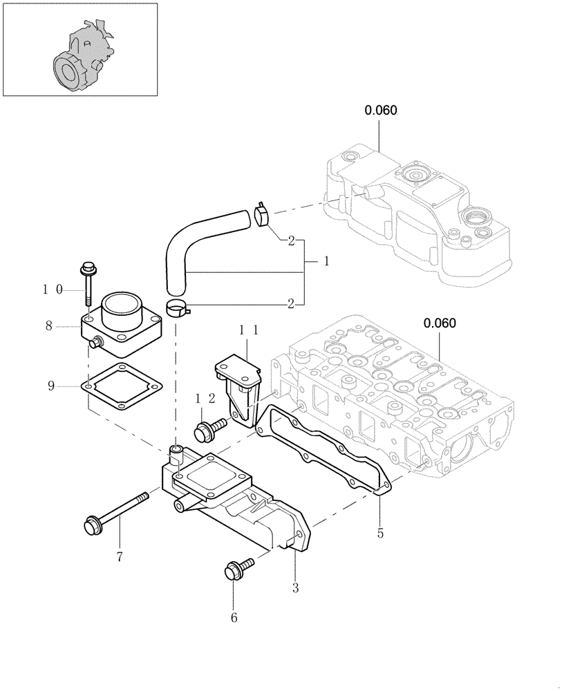 Схема запчастей Case CX27B - (0.071[01]) - INTAKE MANIFOLD (00) - GENERAL