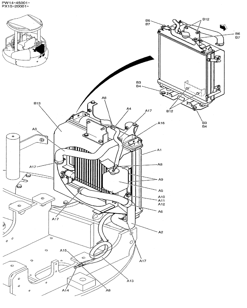 Схема запчастей Case CX31B - (05-003) - RADIATOR INSTAL (COOLER) (10) - ENGINE