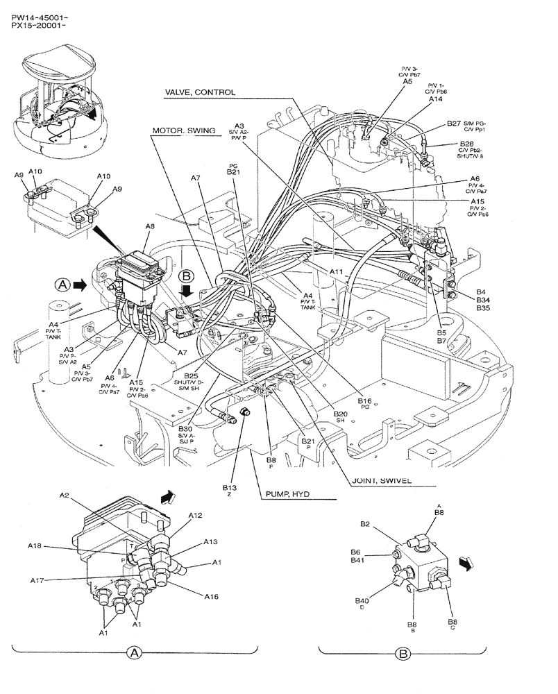 Схема запчастей Case CX31B - (05-009) - CONTROL LINES, REMOTE (WITH A PUMP Z PORT) (35) - HYDRAULIC SYSTEMS