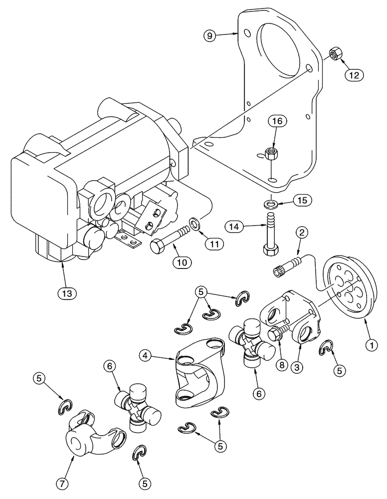 Схема запчастей Case 95XT - (08-25) - HYDRAULICS, ATTACHMENT - HIGH FLOW, PISTON, PISTON PUMP & UNIVERSAL JOINT (08) - HYDRAULICS