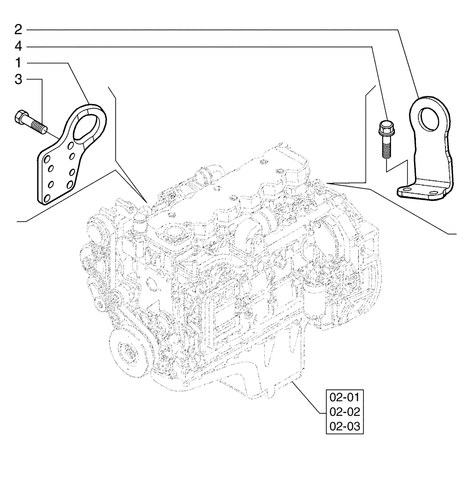 Схема запчастей Case 865B - (02-05[01]) - ENGINE - LIFT HOOKS (02) - ENGINE