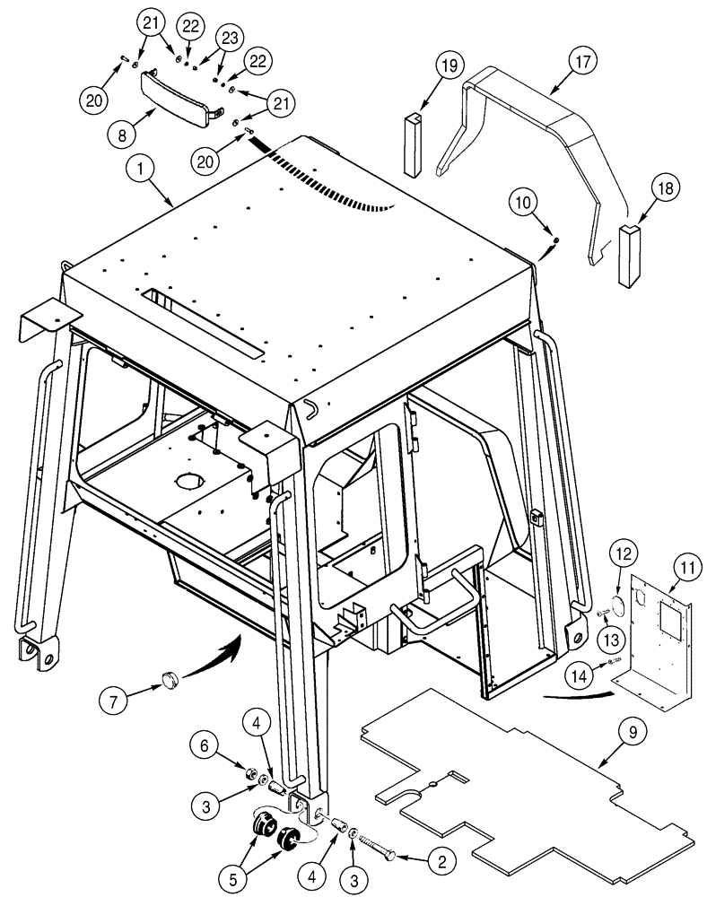 Схема запчастей Case 1150H - (09-24) - CAB - MOUNTING (09) - CHASSIS