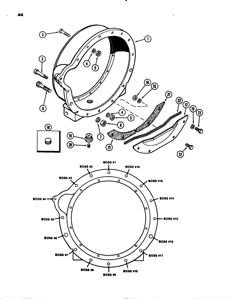 Схема запчастей Case 780B - (044) - FLYWHEEL HOUSING, 336BDT DIESEL ENGINE (02) - ENGINE