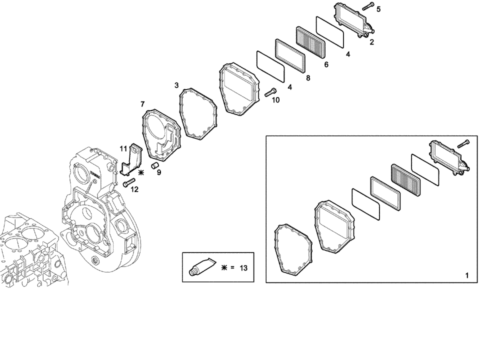 Схема запчастей Case 340B - (01A03000154[001]) - ENGINE BREATHER (87318254) (01) - ENGINE