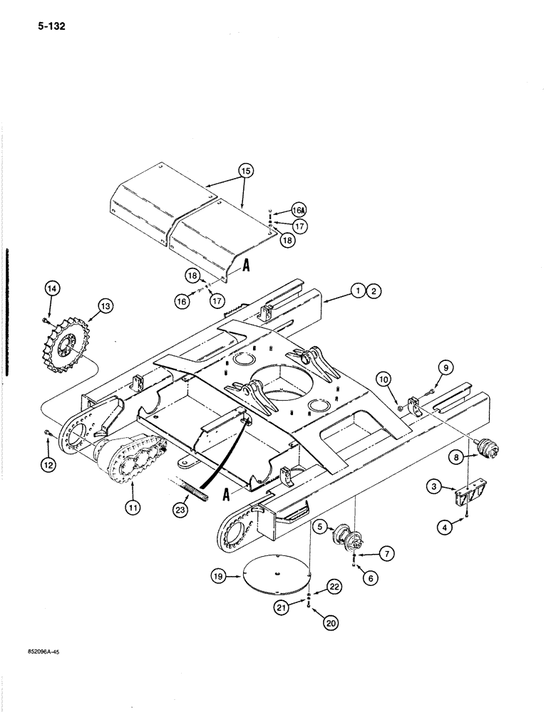 Схема запчастей Case 1080B - (5-132) - TRACK FRAMES AND UNDERCARRIAGE (11) - TRACKS/STEERING