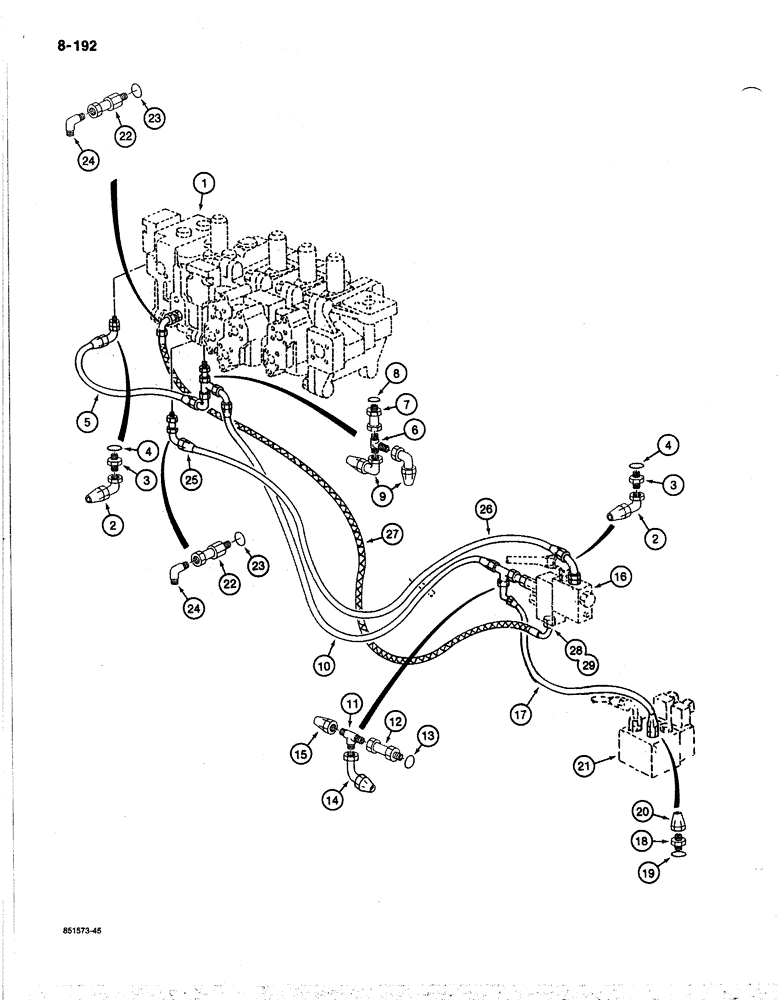 Схема запчастей Case 170B - (8-192) - HYDRAULIC CONTROL CIRCUIT, FOR HEAVY LIFT, P.I.N. 74341 THRU 74399 (08) - HYDRAULICS