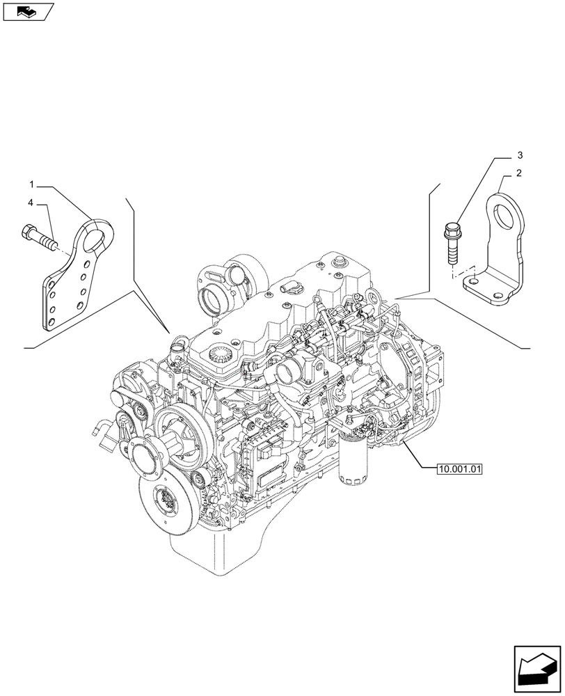 Схема запчастей Case F4HFE613P A003 - (10.012.04) - HOOKS - ENGINE (504121114) ENGINE COMPONENTS