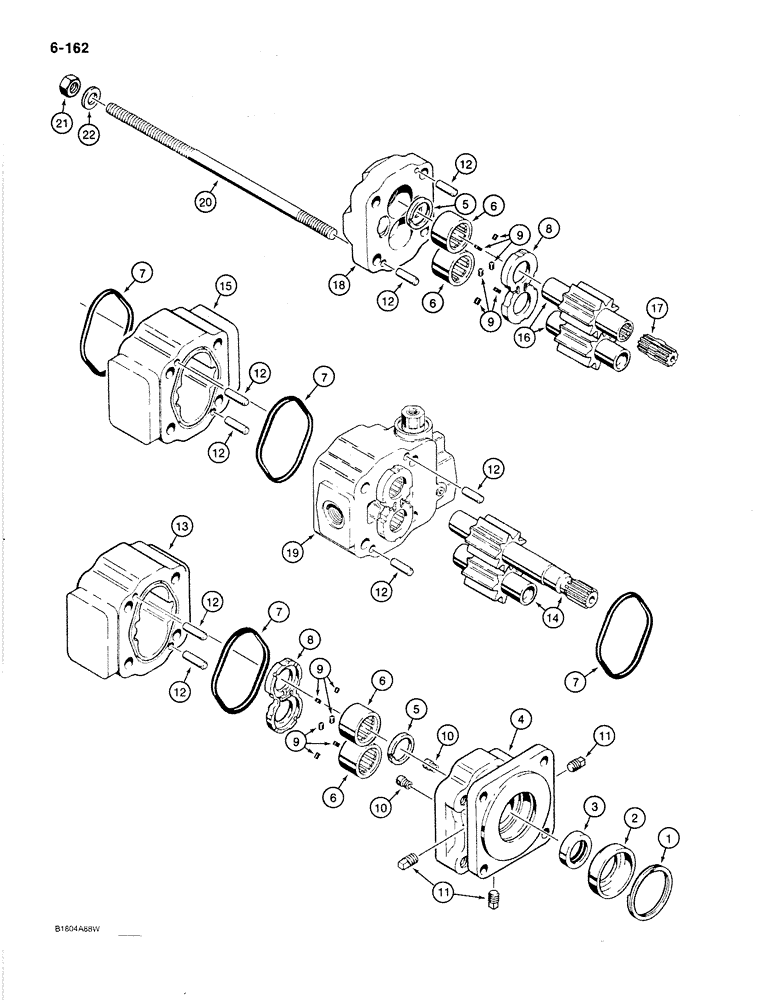 Схема запчастей Case 1080B - (6-162) - TRACK DRIVE HYDRAULIC MOTORS, P.I.N. 6271846 AND AFTER (06) - POWER TRAIN