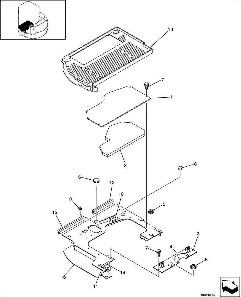 Схема запчастей Case CX47 - (09-13[00]) - PLATES, FLOOR - CAB (09) - CHASSIS/ATTACHMENTS