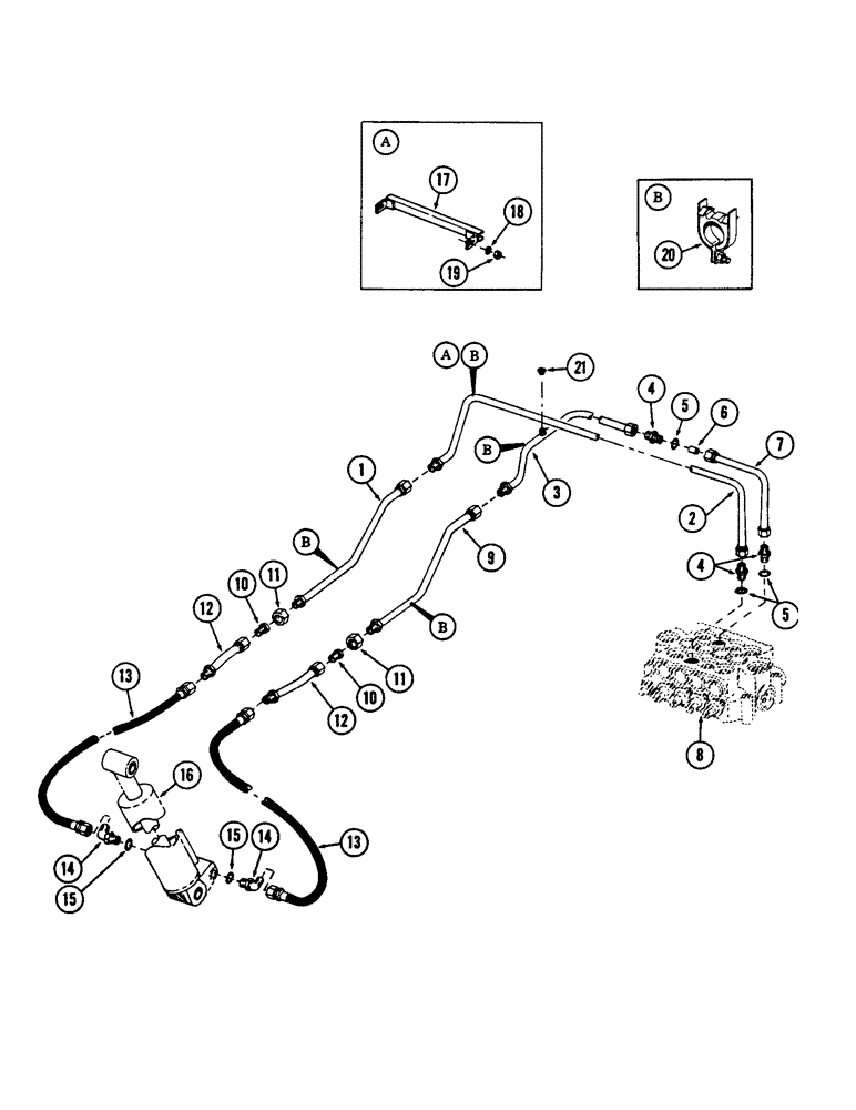 Схема запчастей Case 880B - (234) - HOIST CYLINDER TUBING (07) - HYDRAULIC SYSTEM