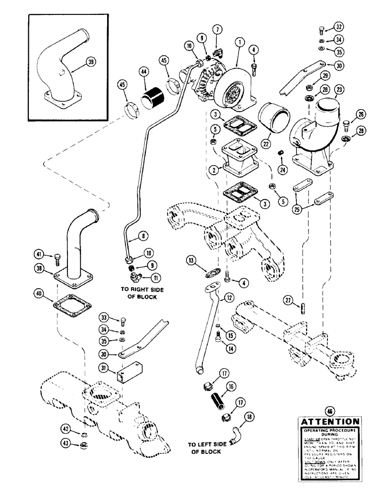 Схема запчастей Case 880 - (008) - TURBOCHARGER SYSTEM, 336BDT DIESEL ENGINE (01) - ENGINE