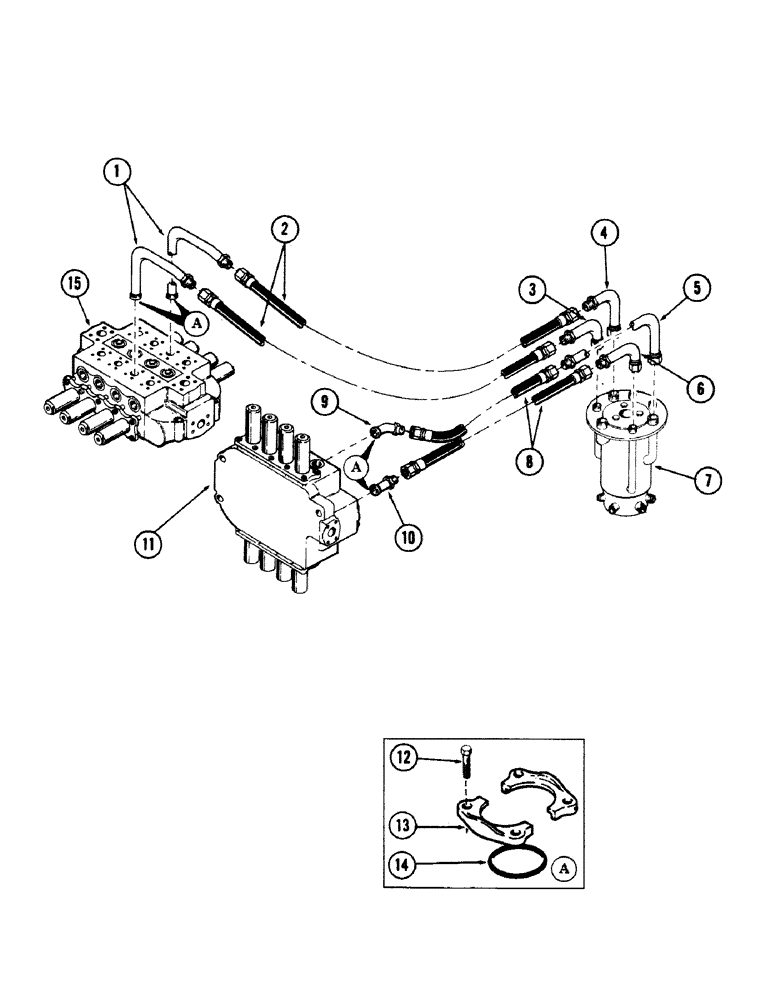 Схема запчастей Case 50 - (6-134) - TRACK DRIVE MOTOR TUBING FROM VALVES TO SWIVEL (06) - POWER TRAIN