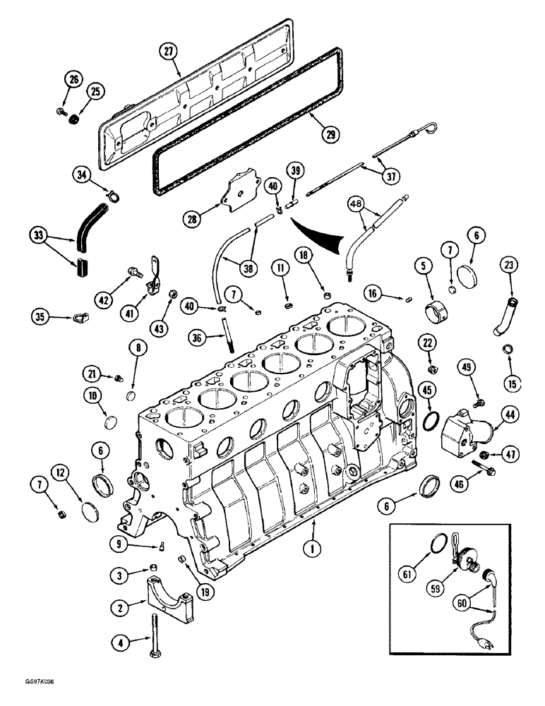 Схема запчастей Case 888 - (2-46) - CYLINDER BLOCK, 6T-590 DIESEL ENGINE (02) - ENGINE