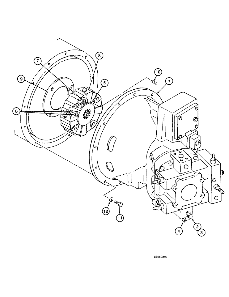 Схема запчастей Case 9060B - (8-008) - HYDRAULIC PUMP AND COUPLING (08) - HYDRAULICS