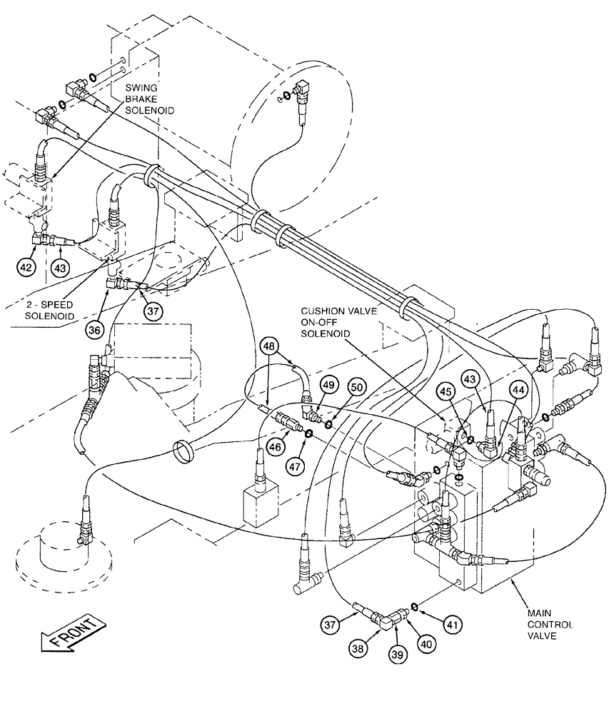 Схема запчастей Case 9020 - (8-040) - PILOT SUPPLY LINES, CONTINUED, AUXILIARY ARM FUNCTION LINE (SEE NOTE) (08) - HYDRAULICS