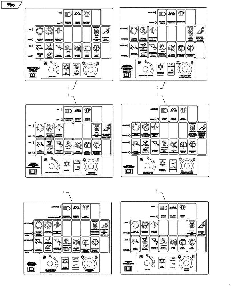 Схема запчастей Case 1021F - (90.108.08) - DECALS - ROCKER SWITCH, EUROPE (90) - PLATFORM, CAB, BODYWORK AND DECALS