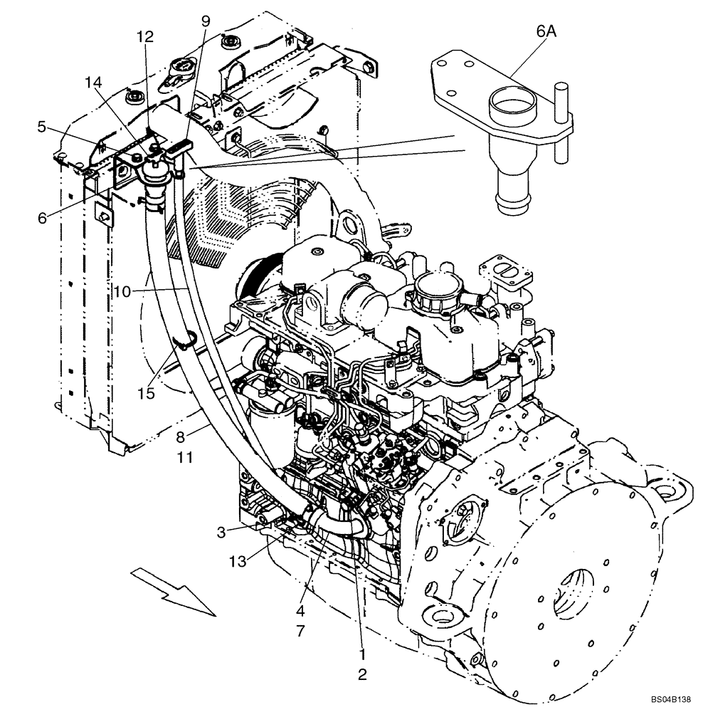 Схема запчастей Case 450 - (02-06A) - OIL FILL, ENGINE (02) - ENGINE