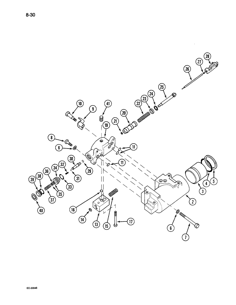 Схема запчастей Case 380B - (8-30) - DRAFT CONTROL - CYLINDER AND VALVE ASSEMBLY (08) - HYDRAULICS