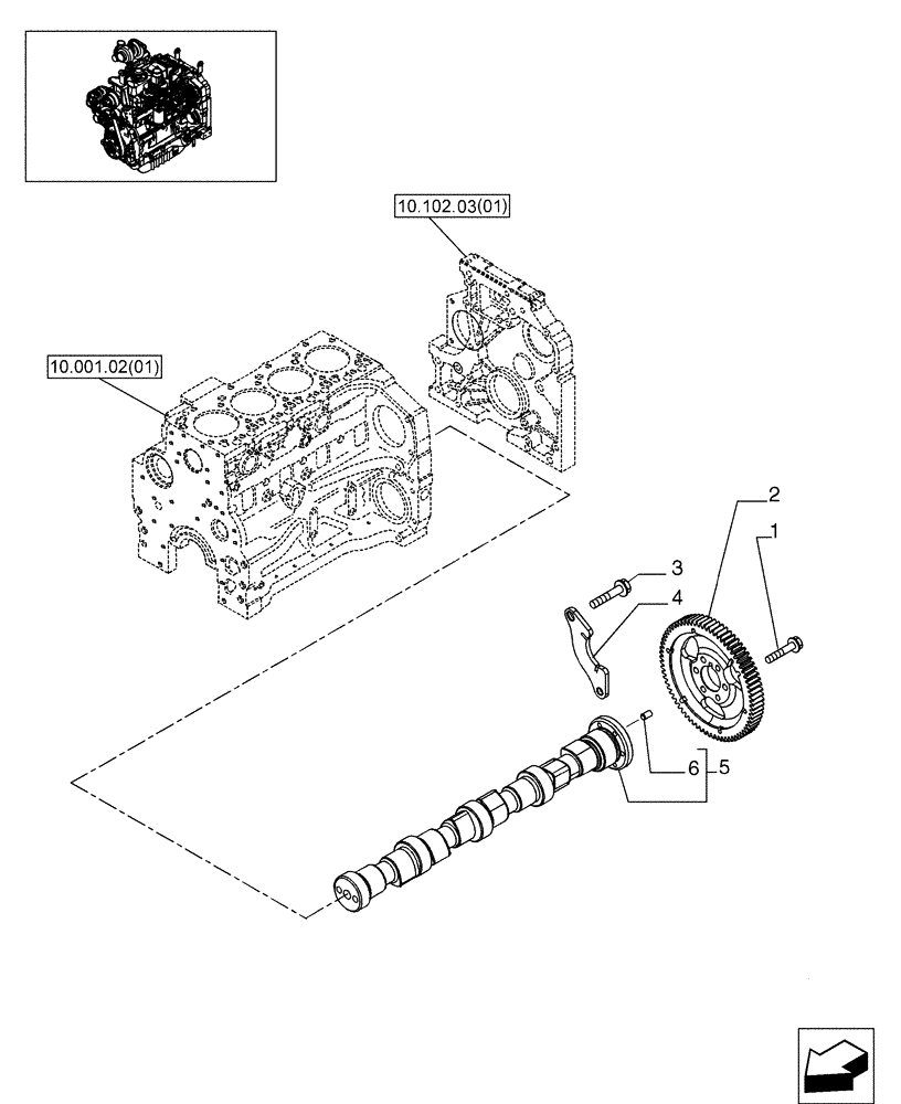 Схема запчастей Case 580SM - (10.106.07) - CAMSHAFT - TIMING CONTROL (10) - ENGINE