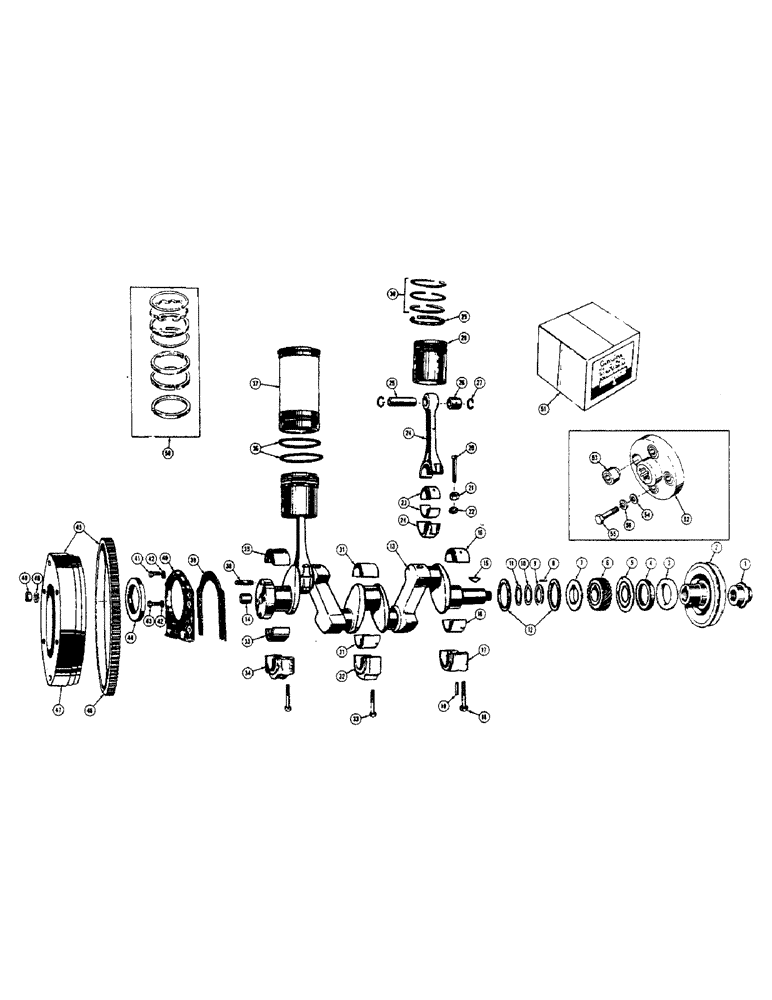 Схема запчастей Case 320 - (010) - FLYWHEEL, CRANKSHAFT, AND PISTONS (01) - ENGINE