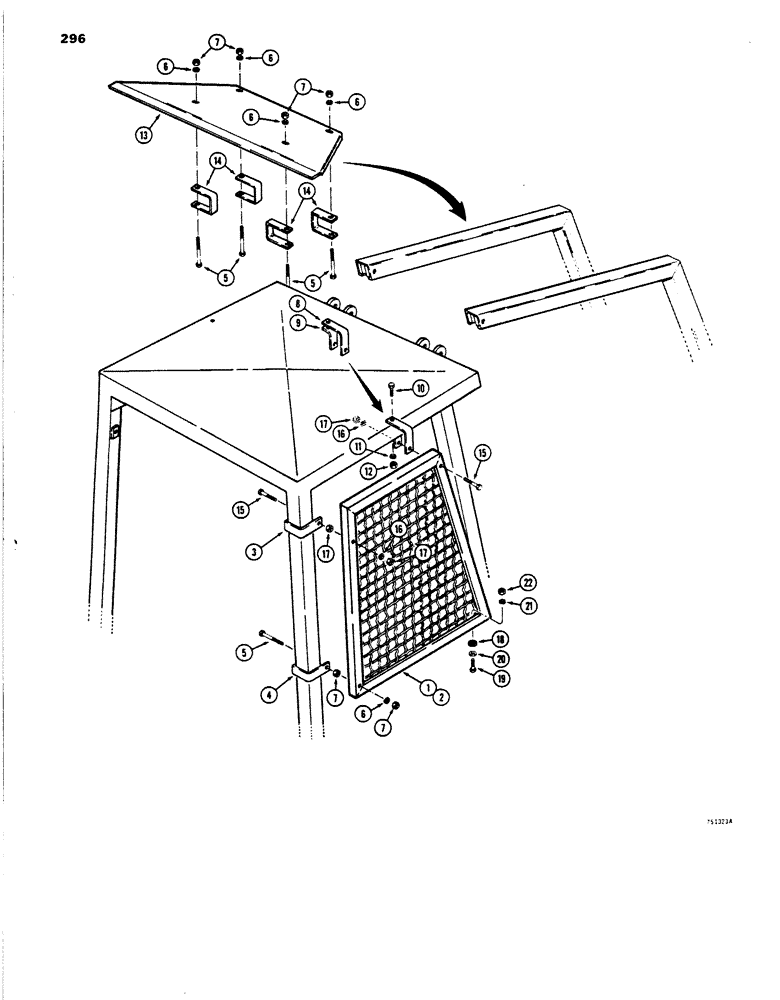 Схема запчастей Case 450 - (296) - ROPS SIDE SCREEN AN CANOPY EXTENSION (05) - UPPERSTRUCTURE CHASSIS