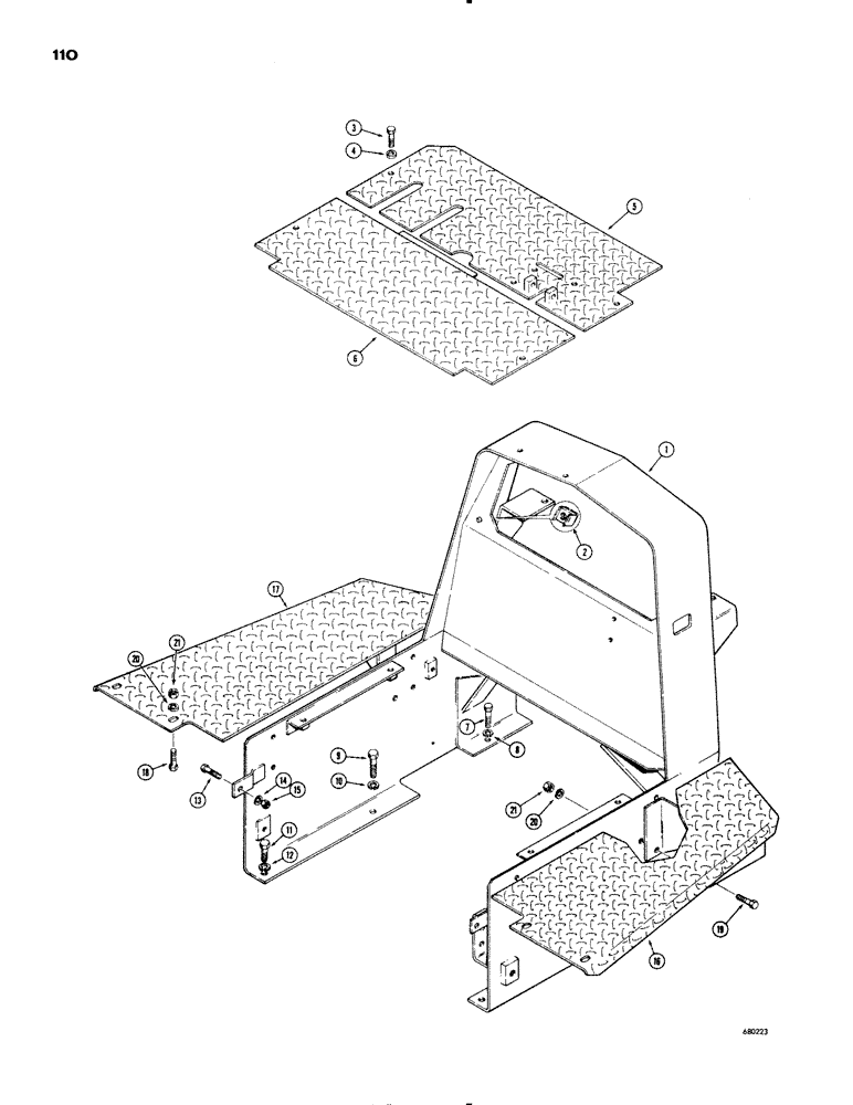 Схема запчастей Case 1150 - (110) - COWL, FLOOR PLATES AND RELATED PARTS (05) - UPPERSTRUCTURE CHASSIS